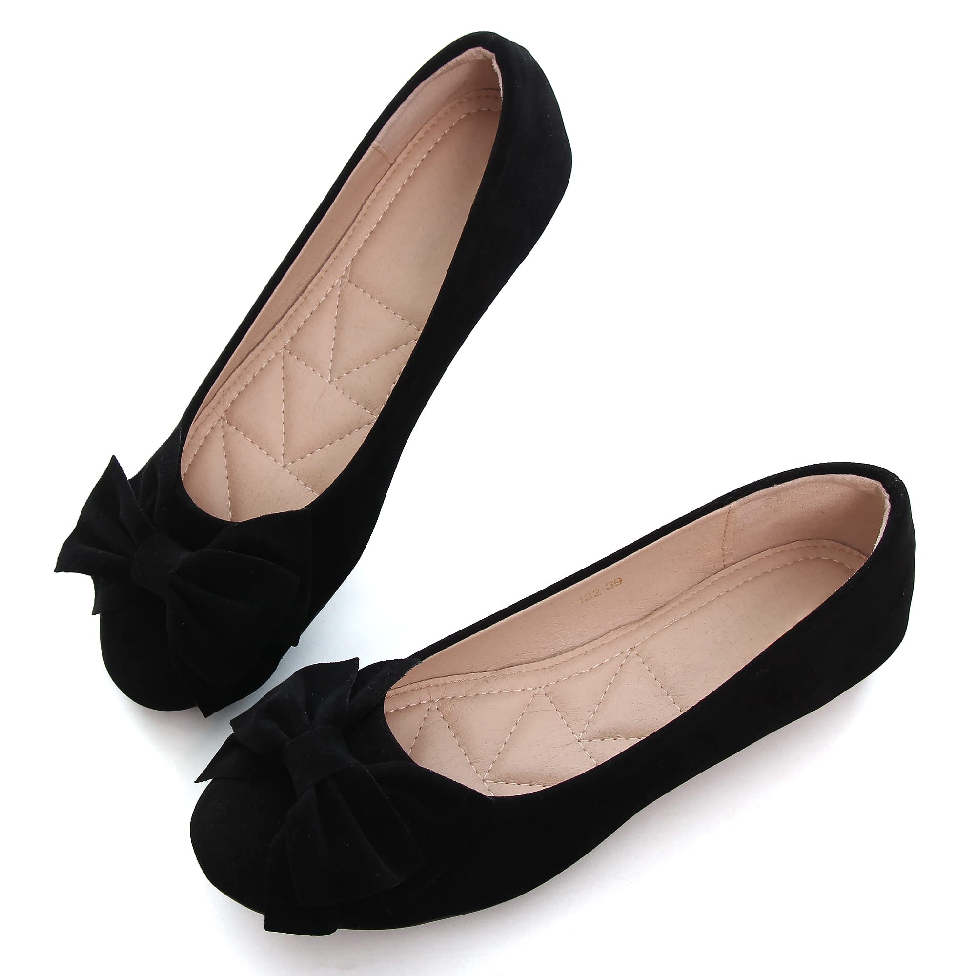 VFDBWomen Classy Cute Bow-Knot Ballet Flats Round Toe Daily Cozy Comfort Slip on Flat Shoes