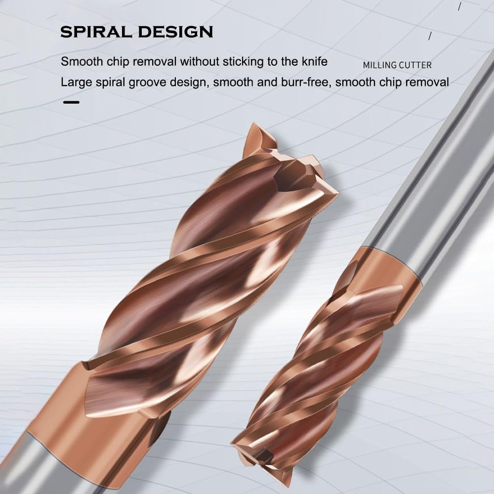 Broca de fresado de carburo - Fresa de esquina afilada de 4 flautas de acero de tungsteno Recubrimiento de bronce - Herramienta CNC - for acabado de desbaste de metal de aluminio (Size : D16*70*D16*1