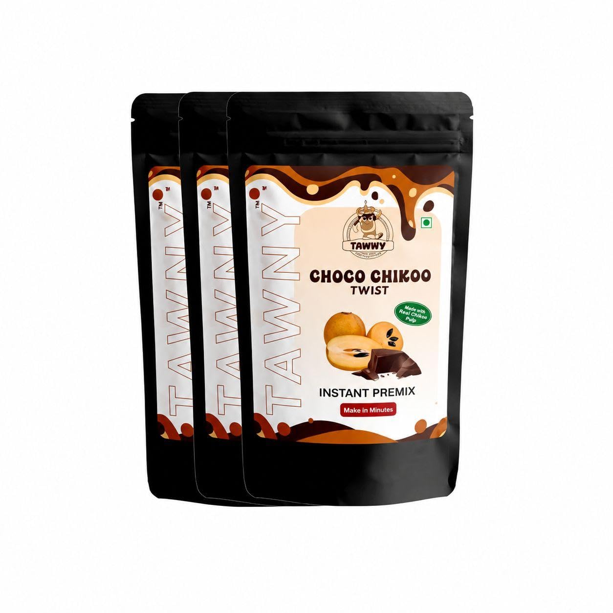Tawny Choco Chikoo Twist Instant Milkshake Premix | Rich Chocolate & Chikoo Flavor Drink Mix | Creamy Café Style Beverage | Quick & Easy to Prepare with Milk | Refreshing Instant Milkshake Mix Pack of 3-image-5