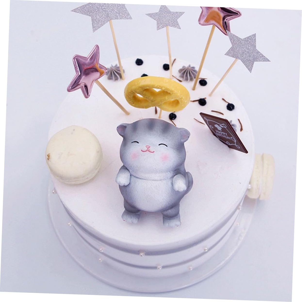 IMIKEYA Lot De 2 Décorations De Gâteaux en Forme De Chat Gris en Résine pour Mariage Dessert Table Fête À Domicile 5 Pièces X 2