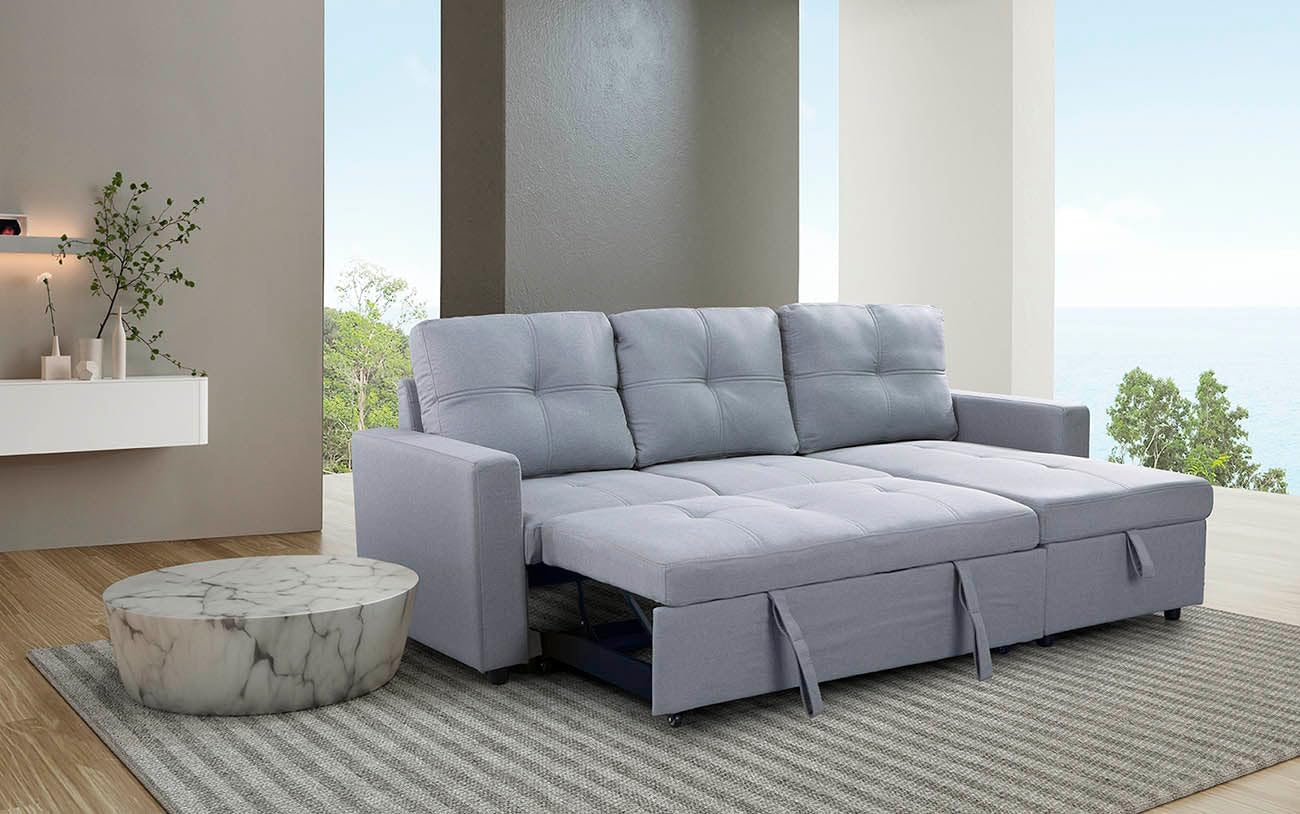 S & S Saldos y Stocks Sofa Cama Chaise Longue PAU 215cm Negro