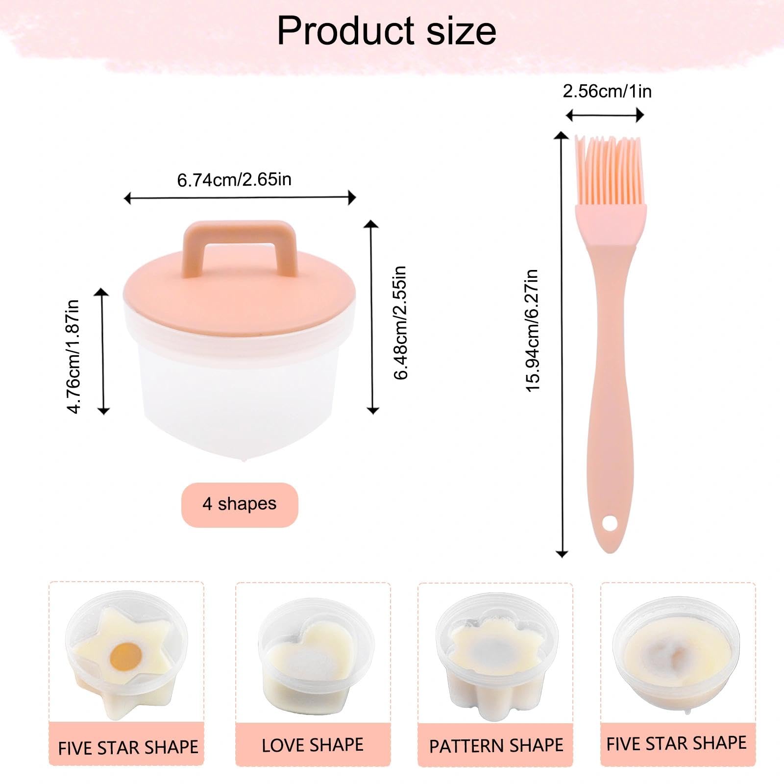 4 Stück Eierkocherform Set, Eierkocher mit Deckel und Ölpinsel Eierkocher Eierpochierbecher Nicht klebrig Eierkocher Set Omelettformkocher (Rosa)