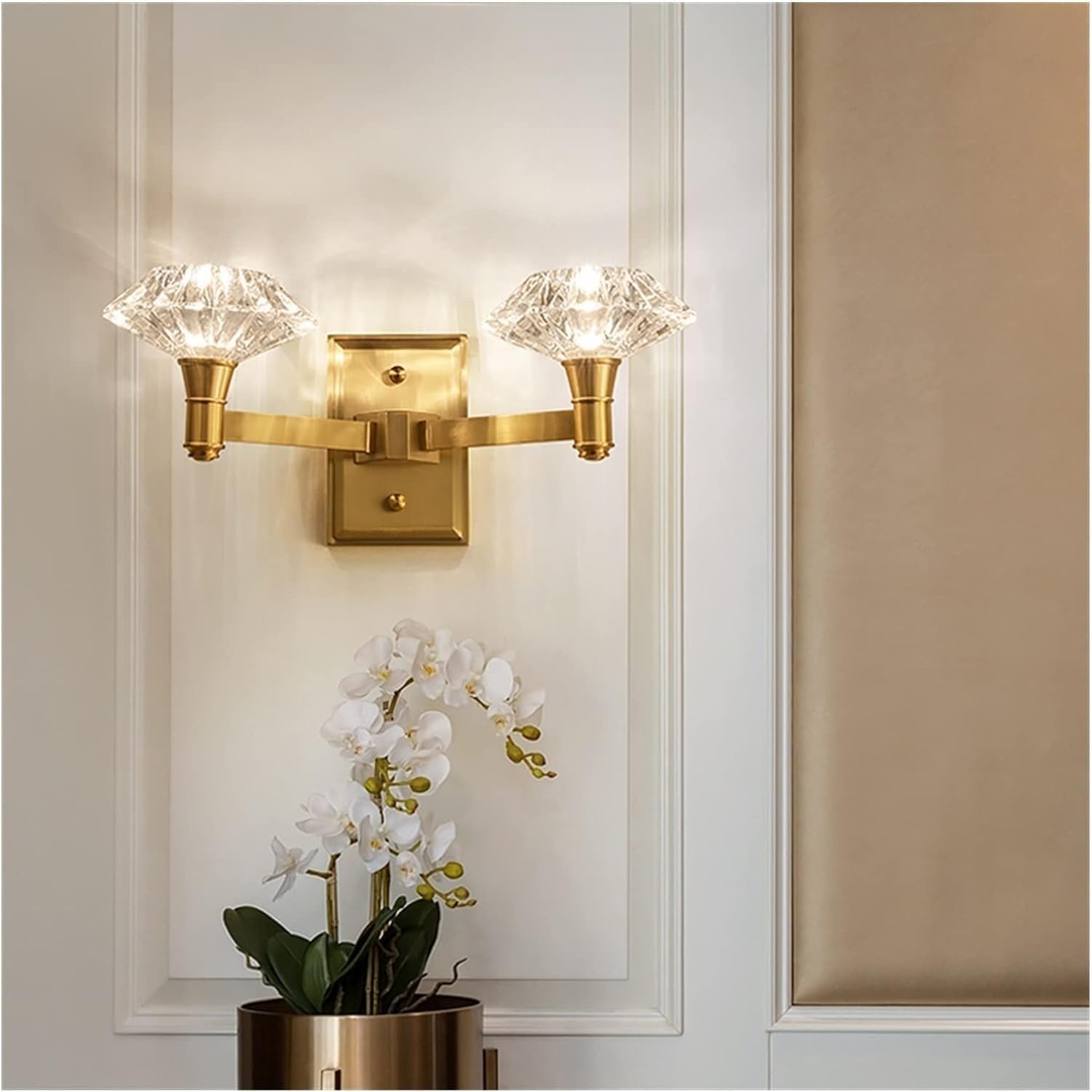 CWCQGH Modern Full Copper Wall Lamp Brick Stone Living Room Background Wall Corridor Aisle Stairwell Decorative Wall Lamps,Chandelier,L39cm H11cm-1light