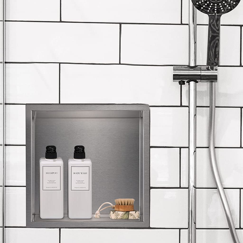 Skelang Mensola da doccia a incasso in acciaio inox 30 x 30 cm per bagno