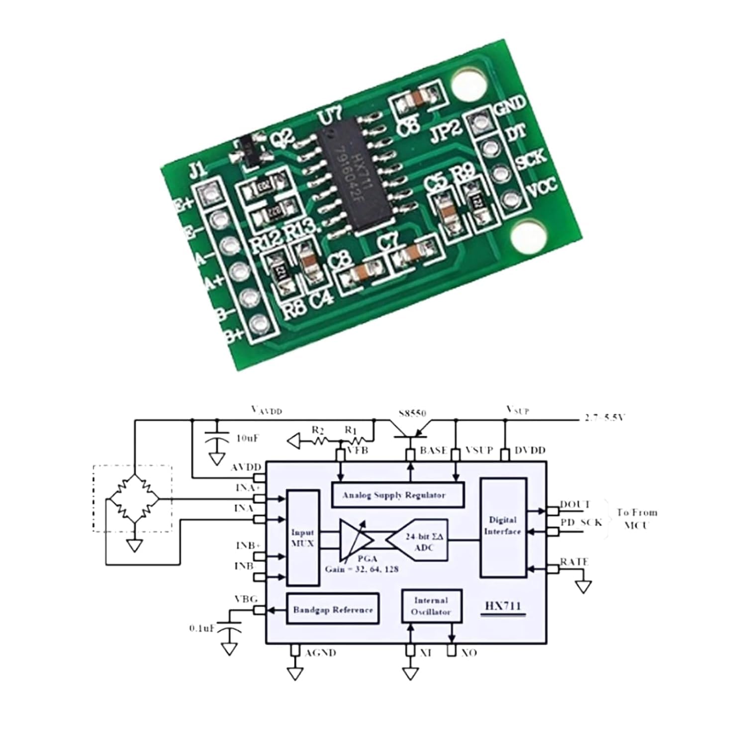 2 Pezzi Sensori di Peso da 5/10/20kg, Bilance Digitali, Sensori di Peso + 2 Pezzi Modulo Sensore di Peso HX711 per Microcontrollore Arduino DIY (5KG)
