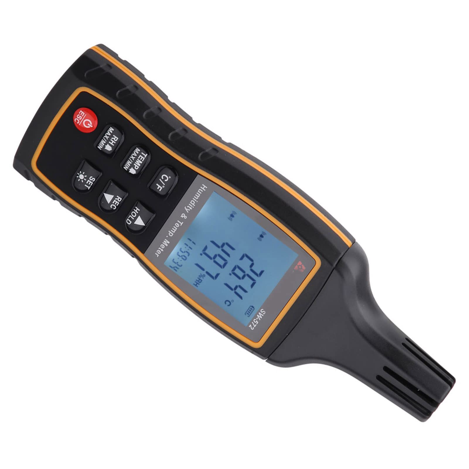 Walfront LCD-Thermometer-Hygrometer, Digitales Temperatur-Feuchtigkeitsmessgerät mit Hochempfindlichem Sensor, 0,5 S Reaktion, Hintergrundbeleuchtetem Bildschirm und Alarm, für die Überwachung Im