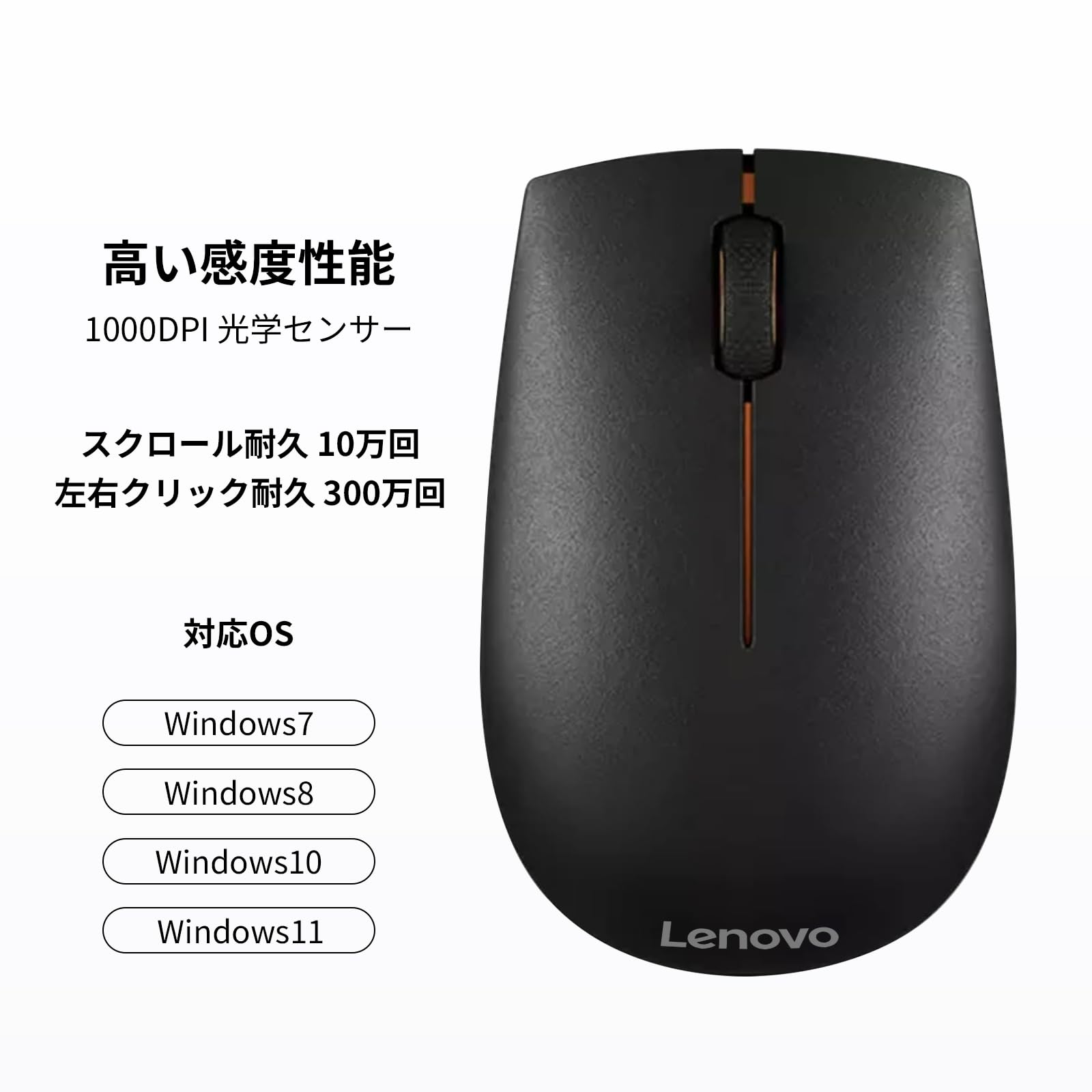 Amazon | レノボ Lenovo 300 ワイヤレスマウス 無線 マウス 小型 左右