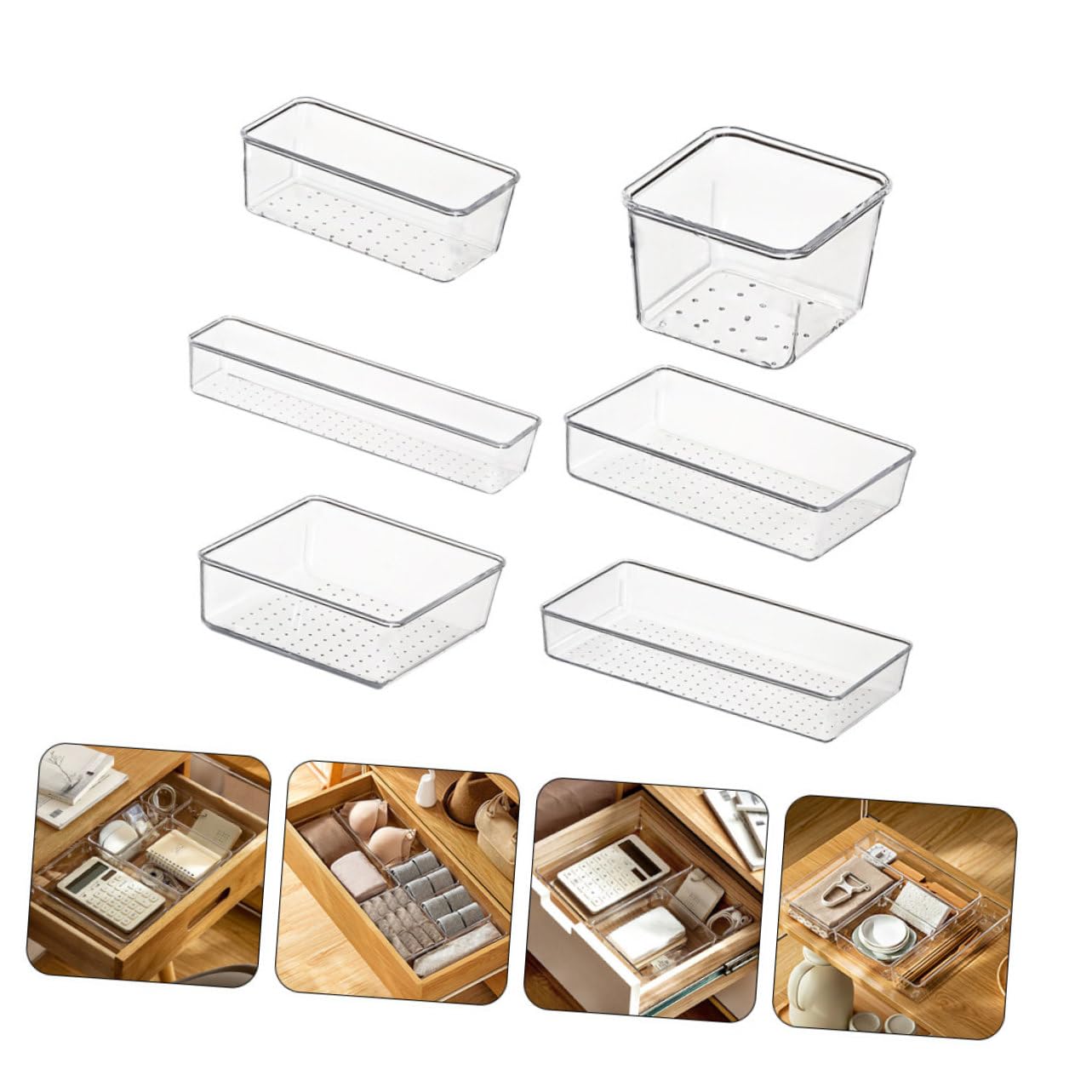 Alipis 6pièces Boîtes De Rangement Multifonctionnelles Transparentes Pour Ustensiles De Cuisine Et Objets Divers Organisateur Pratique Pour Maison
