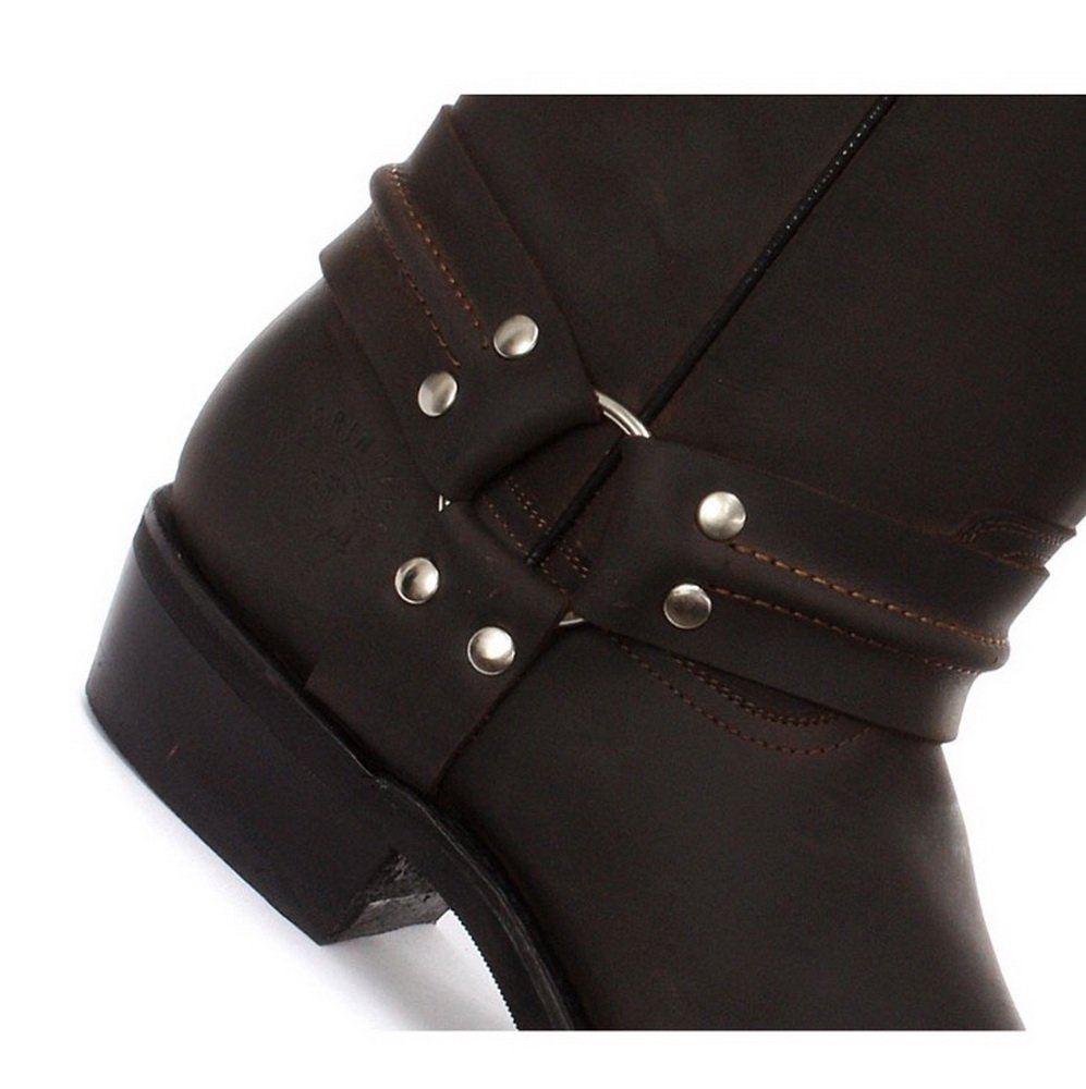 Grinders Renegade Hi Unisex Stivali di Pelle Nera da Cowboy Motociclisti Occidentali Stivali Alti