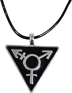 Transgender Necklace Trans LGBT Male Female Genderqueer Queer Nylon Enamel Black Triangle LGBTQ Pendant Pride Support Awareness Gift