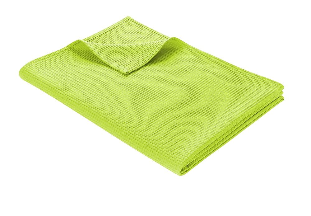 Manta Ligera de algodón en Relieve (220 x 240 cm) • Manta de Verano • 100% algodón • Manta de sofá • Manta de fácil Cuidado • Colcha • Color: Verde