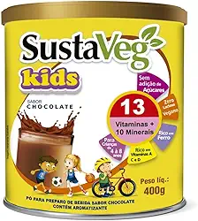 WVEGAN SustaVeg Kids Chocolate 400g - Pó Para Preparo de Bebida - Complemento Alimentar Infantil- Leite Vegetal Em Pó Nutritivo - Sem Glúten, Açúcares e Lactose - Alimentação Saudável,Saborosa e Divertida