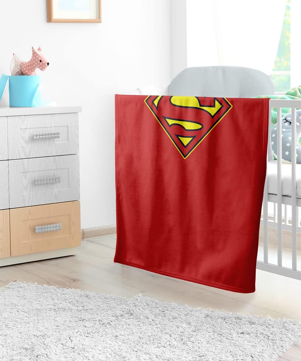 LOGOVISION Superman Lightweight Baby Blanket, 30"X40", Superman Cape Full Color Logo Unisex for Infants Girls & Boys