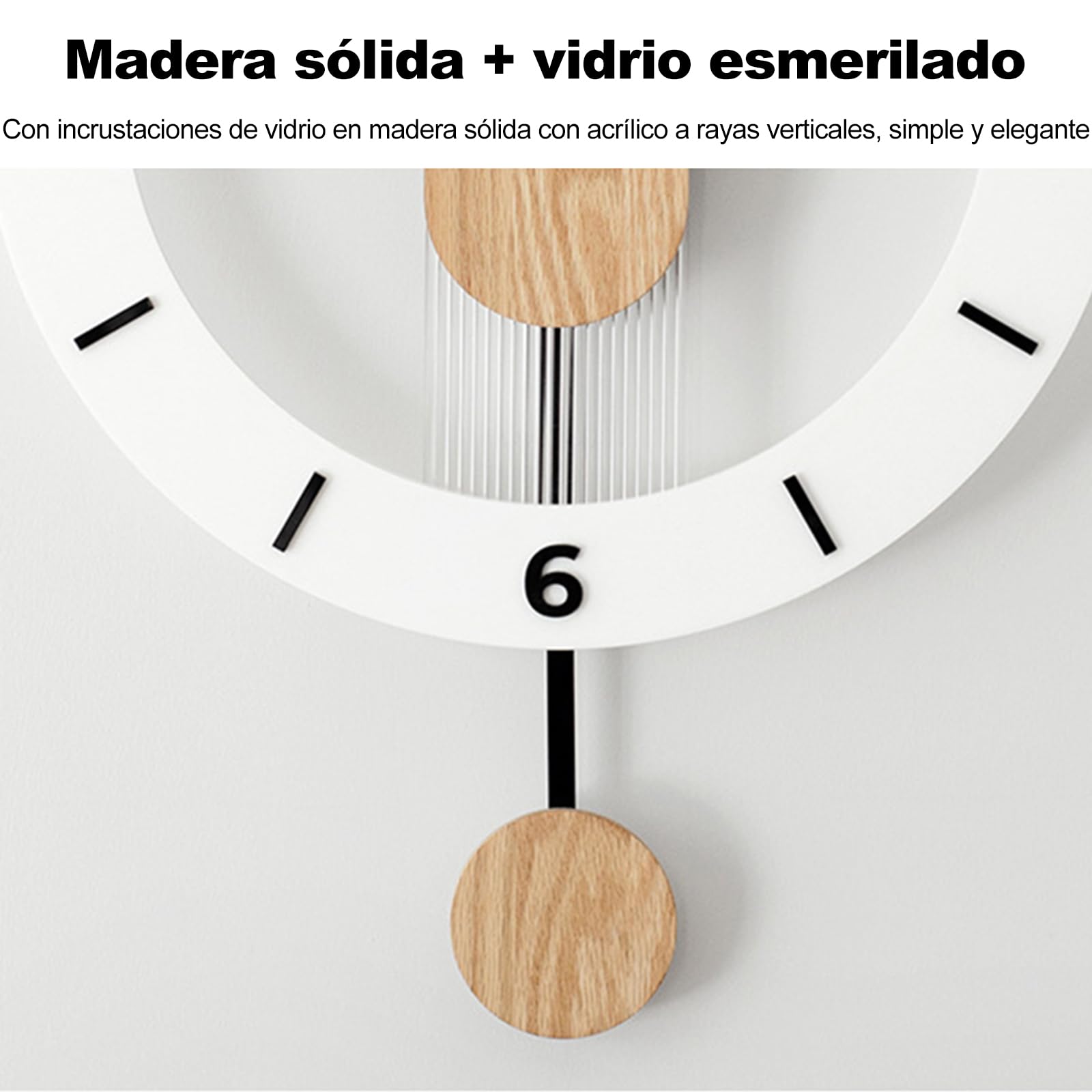 Ergocar Reloj De Swing De Madera, Colgante Numérico Mudo, Adecuado para Sala De Estar Decorativa, Cocina, Dormitorio, Oficina