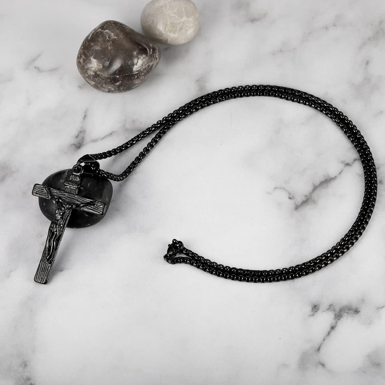 Rehoboth Jesus Christ on INRI Crucifix Cross Pendant Necklace for Teens Womens Mens with 24 Inch Stainless Steel Chain - Image 4