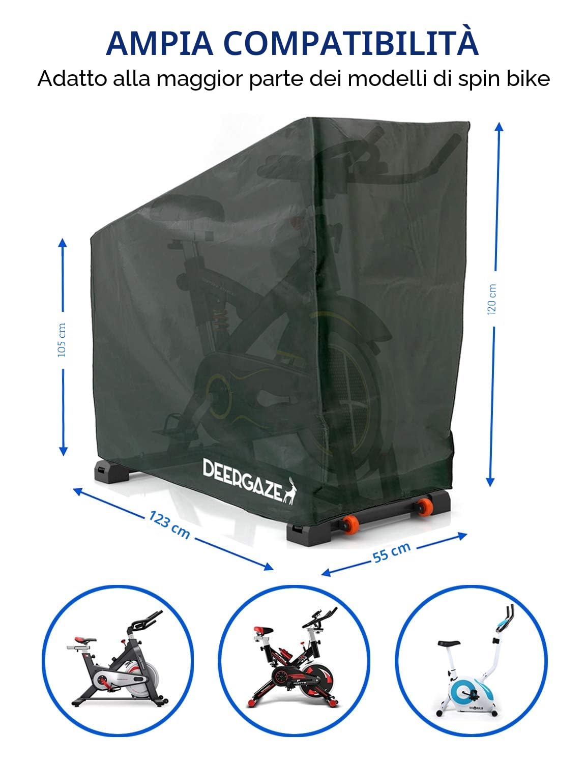 Telo Copri Cyclette Impermeabile da Esterno e Interno, Custodia Protettiva per Spinning Bike, Peloton e Bici da Camera, Tessuto Oxford Antipioggia e Polvere, Universale, Nero