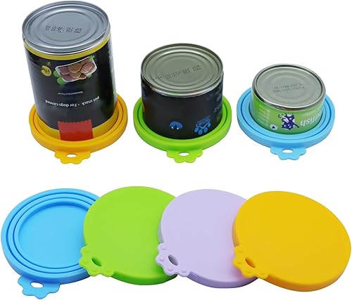 Miniatura 19 de Tapas para latas de alimentos, 4 piezas de silicona para alimentos para perros y gatos, una tapa de lata se adapta a la mayoría de alimentos