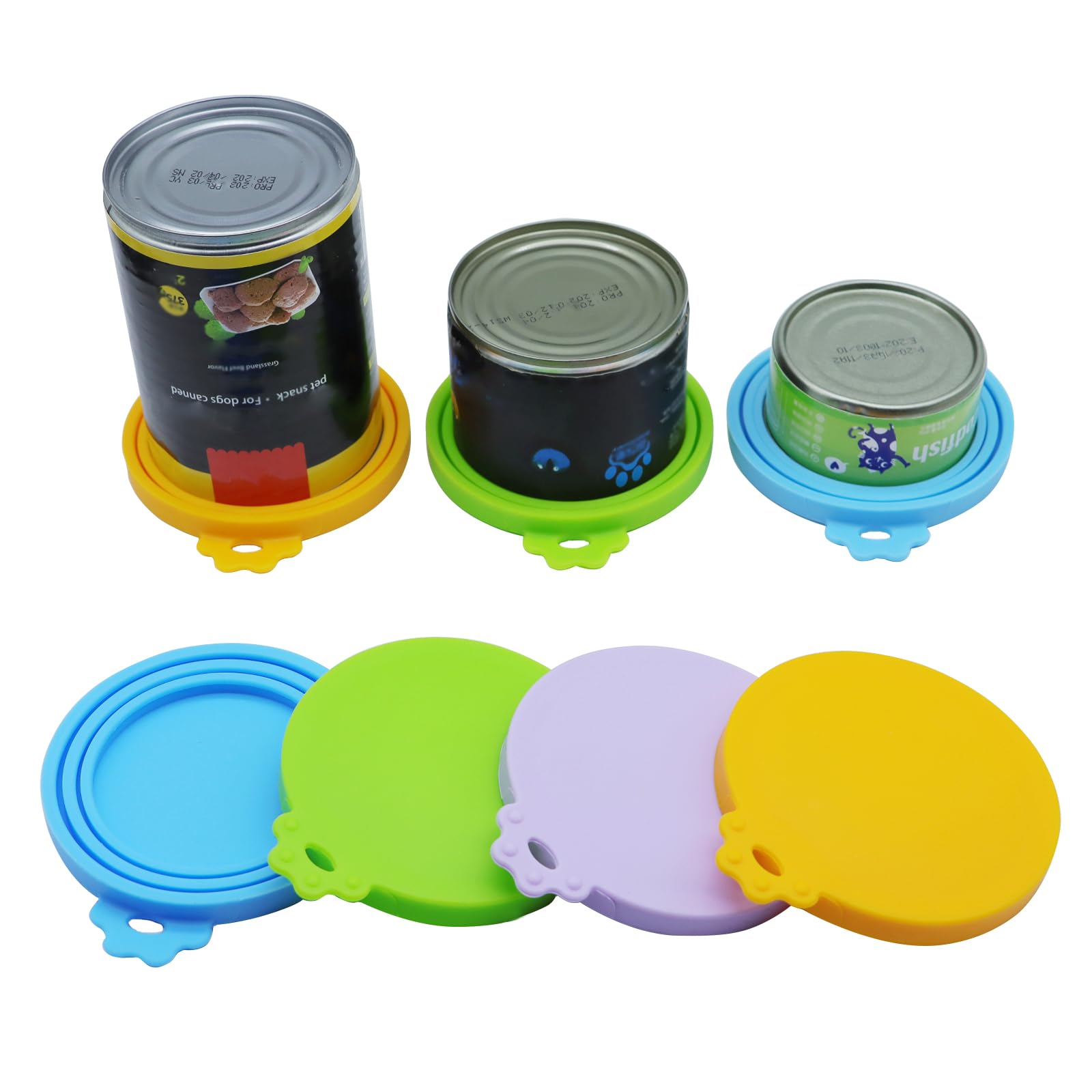 Fundas para latas de comida, paquete de 4 unidades, tapas universales de silicona sin BPA para comida de perros y gatos, se adapta a todos los tamaños estándar para perros y gatos para
