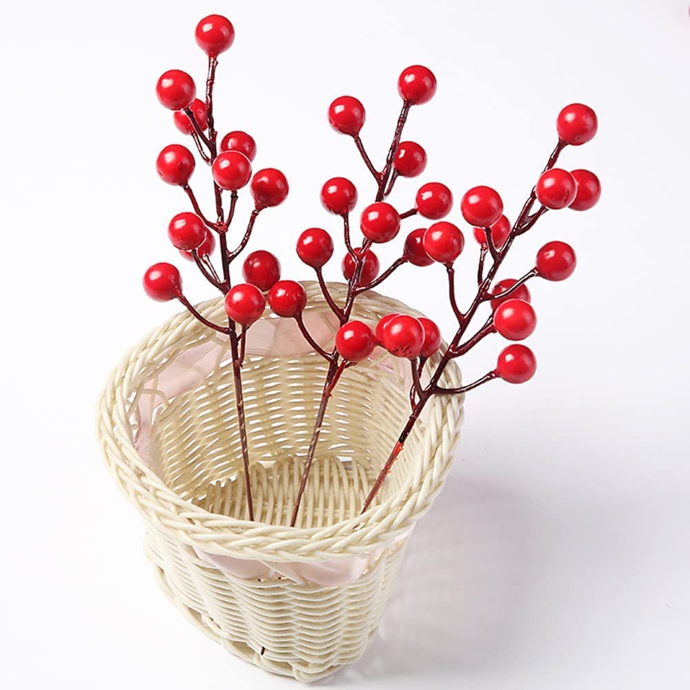 Big Box 5 Bunch Berry Christmas Red Berries Stems for Christmas Tree Decoration, Artificial Red Berry for DIY Crafts Wreath Garland Christmas Ornaments Decor 1
