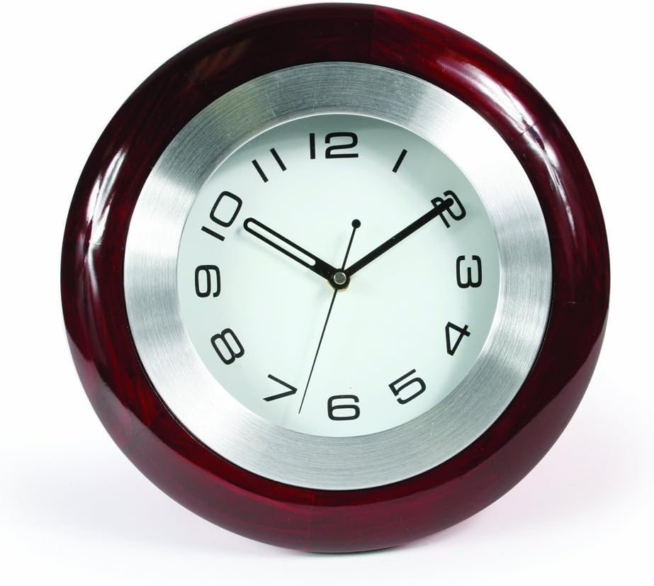 Camco Wall Mounted Round Quartz Movement Clock with Solid Wood Frame for RVs - Interior Accessory and Accent for RVs, Campers an Trailers | Won't Rattle or Fall During Travel - (43781)