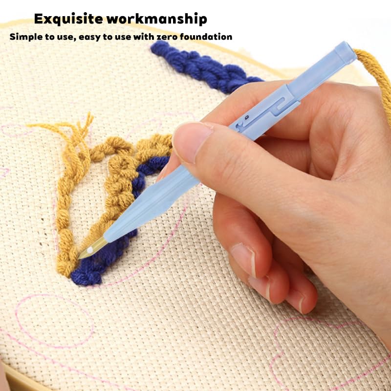 Image of Punch Needle,Adjustable Punch Needle Embroidery, Wooden Handled Embroidery Pen with Three Different Metal Needles,Punch Needle Kits for Adults Suitable for Beginners to Use And to Make DIY Handicrafts