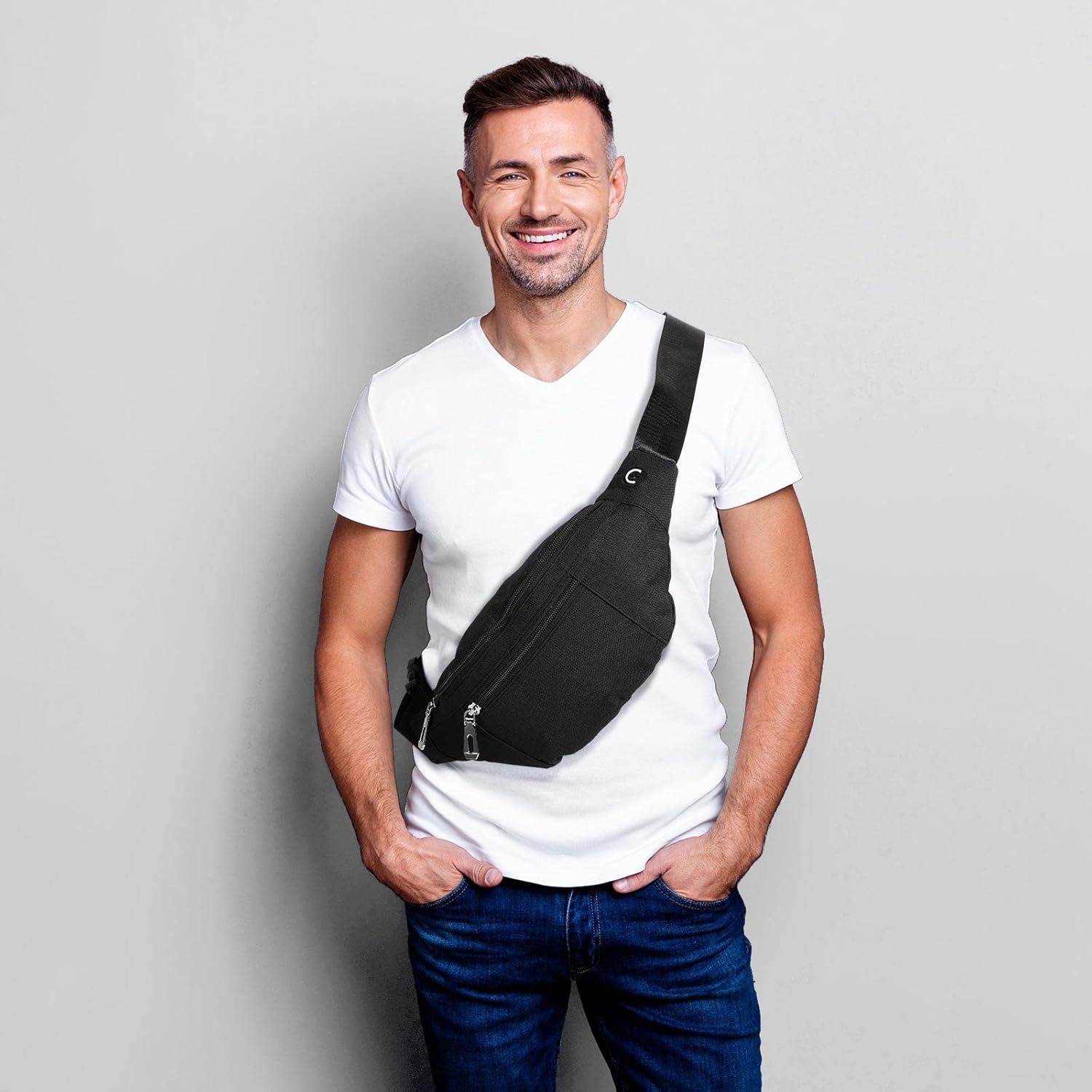 Amylove 9 Pcs Fanny Pack Bulk for Women Men with Adjustable Strap Waterproof Waist Packs for Travel Hiking Cycling Running Outdoor Sports(Black, Gray,Green,Classic Style) - Image 6