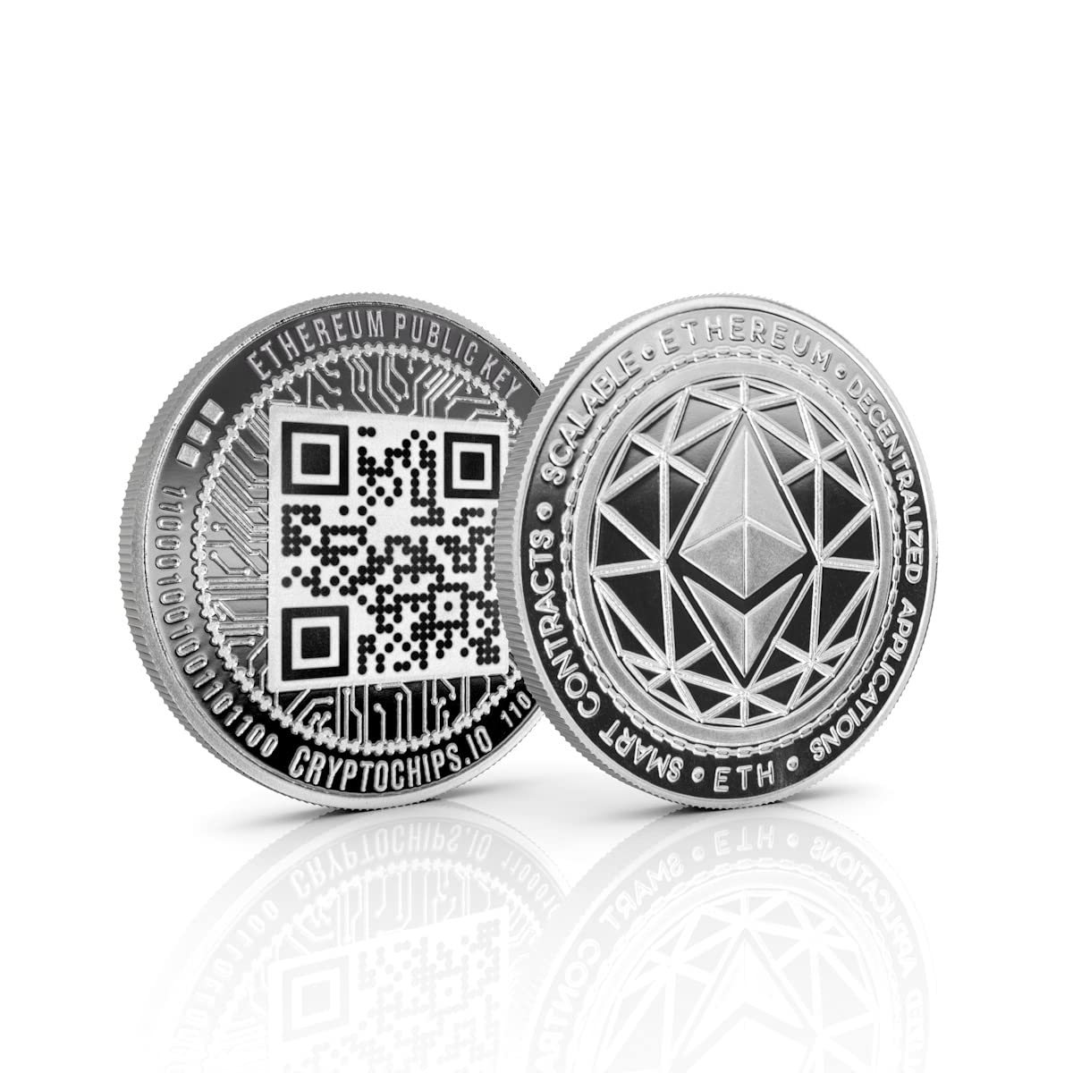 Amazon.com: Cryptochips | Ethereum (ETH) QR Coin | Custom Laser Engraved  Physical Crypto Coin for Crypto Enthusiasts (Silver) : Office Products