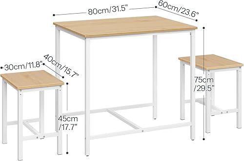 Miniatura 8 de HOOBRO juego de mesa de comedor industrial de 3 piezas, mesa de cocina, comedor para ahorrar espacio para la cocina, comedor, espacio pequeño,