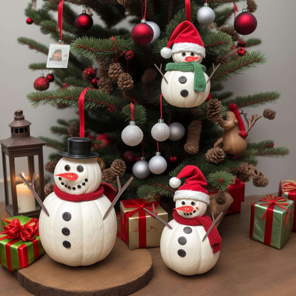 GORGECRAFT 510PCS Christmas Snowman DIY Craft Kit Mini Wood Carrot Noses Plastic Black Top Hats Tiny Snowflake Buttons Antler Hands Build for Winter Xmas DIY Crafting Sewing Party Holiday Supplies