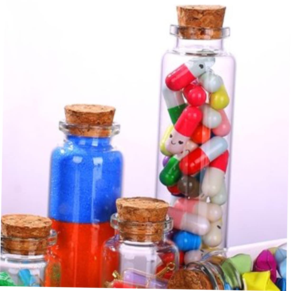 Kleiner Wunschflaschen Transparent 24 Stück aus Glas mit Korken, 55ml