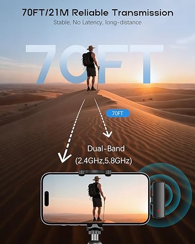Miniatura 5 de Mini micrófono inalámbrico para iPhone, paquete de 2 micrófonos Lavalier Bluetooth para grabación de video, micrófono de solapa con reducción de
