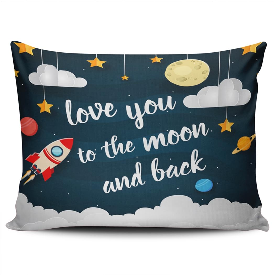 WEINIYA Bedroom Custom Decor Love You to The Moon and Back Colorful Throw Pillow Cover Cushion Case Fashion