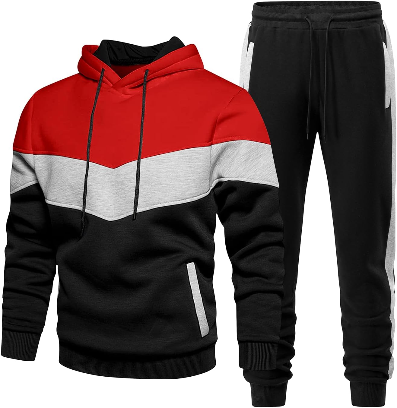 Men's Hoodie Tracksuit 2 Pieces Set Athletic Casual Hooded Sweatshirt and Joggers Set Sweatsuit Outfits - Image 2