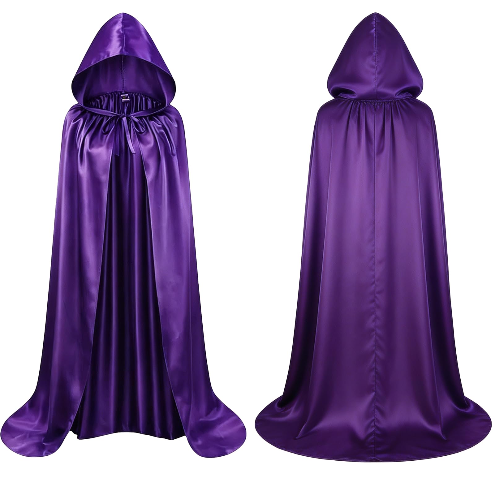 YgonziRuvc 150cm Purple Cape, Hooded Cape with The Traitors Cloak Design, Length for Themed Events and Costume Parties, Elegant Purple Cloak with Adjustable Fastening