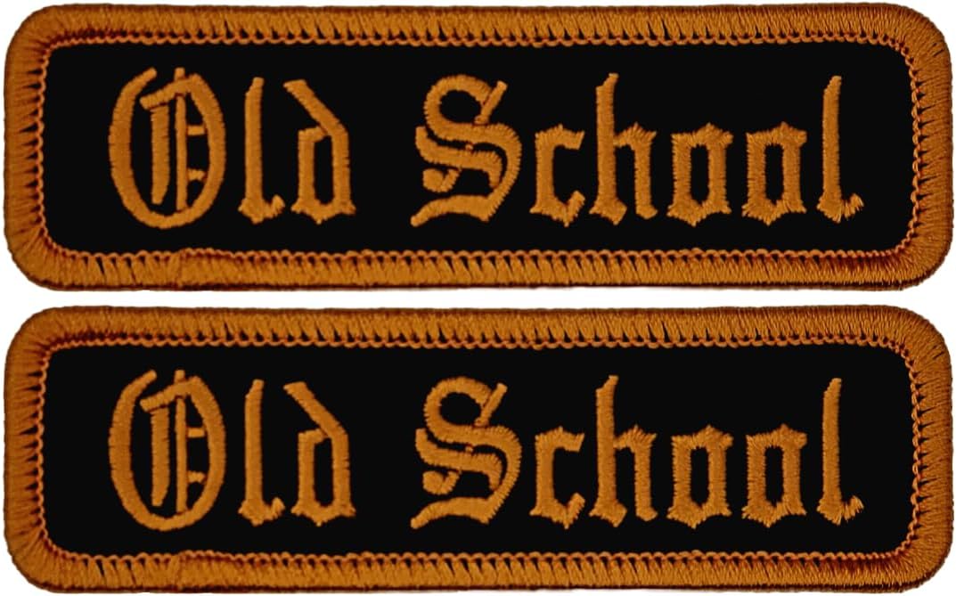 Patch Force Orange Old School Biker Embroidered Patch 2PC Bundle Set - 3.5 x 1 inch Iron On Sew On C006