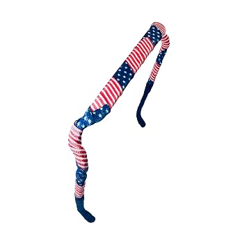 Zazzy Bandz - Curly Thick Hair - Large Headband - Hand-Wrapped Patterned Relaxed, Stars and Stripes