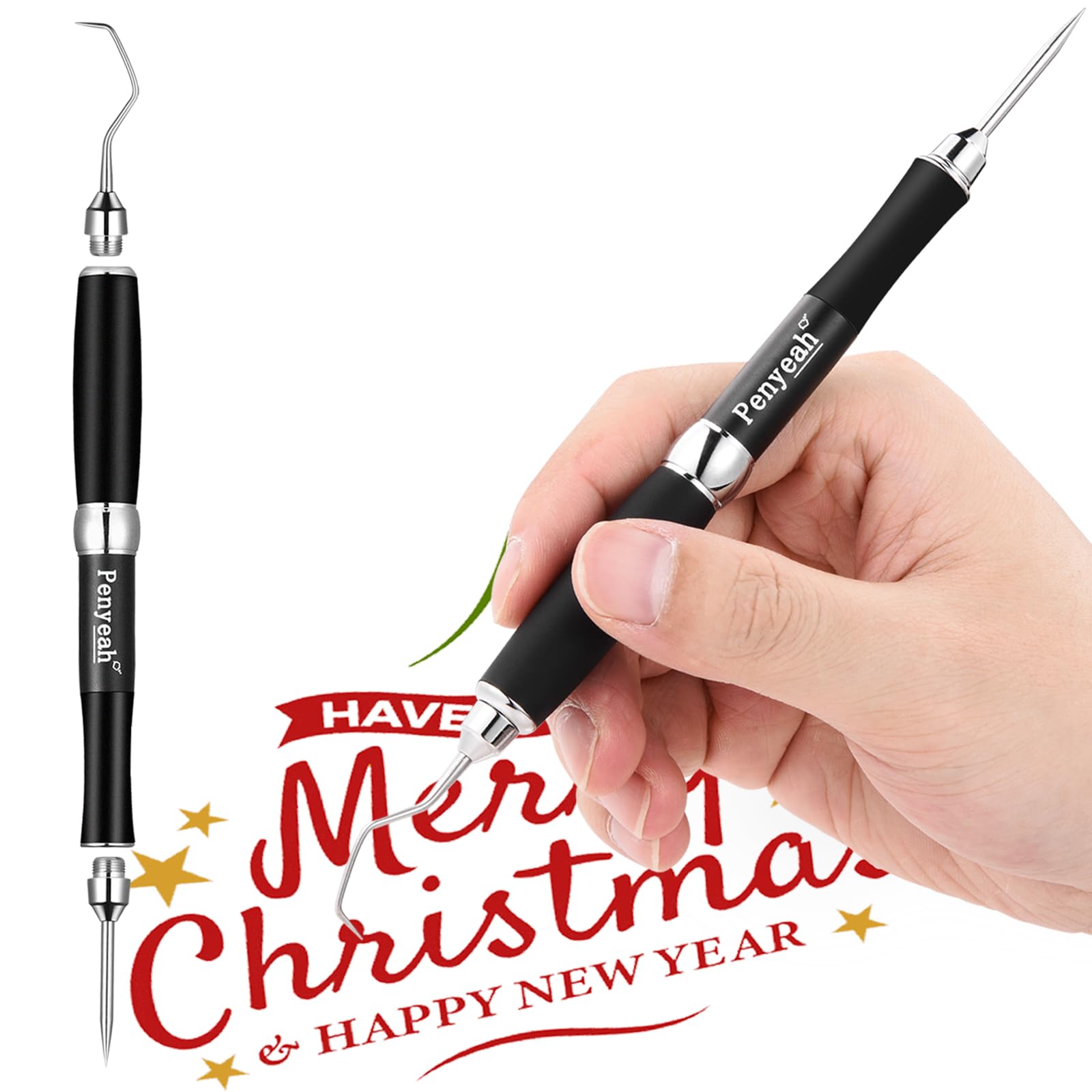 Weeding Tools for Vinyl, 2 in 1 Vinyl Weeding Tool with Pin Pen & Hook Picker, Comfort Rubber Grip Precision Craft Vinyl Weeder for Cricut/Silhouette DIY Iron-on Project Cuts