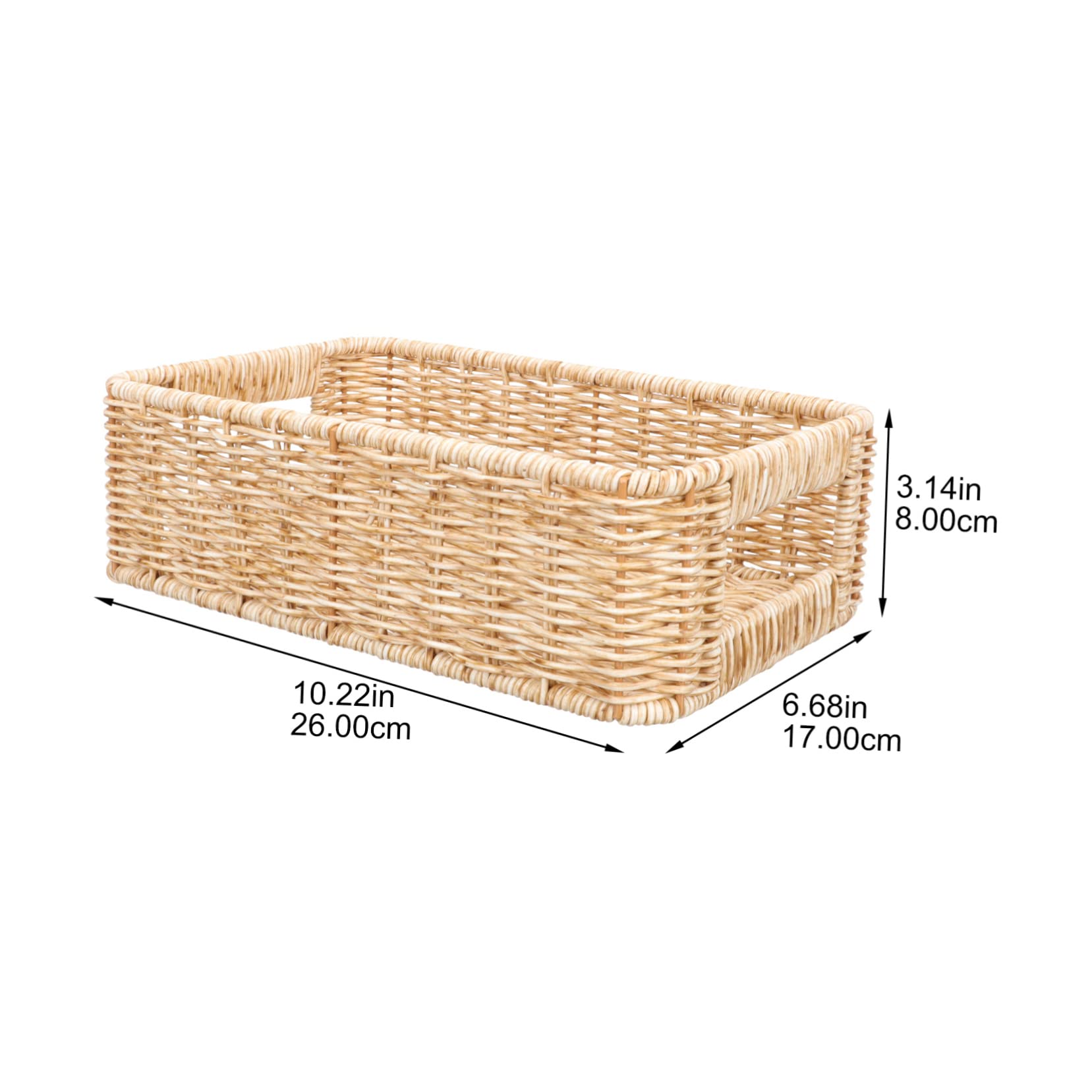 KICHOUSE Desktop Organizer Rectangular Tray Fruit Decor Desk Top Decor Fruit Rattan Basket Makeup Containers Household Storage Basket Wicker Makup Basket Tablescape Decor Plastic Brown