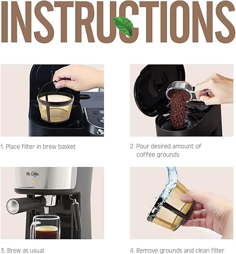 Miniatura 7 de Filtro de café reutilizable de 4 a 5 tazas para Mr. Coffee, Cuisinart, Black & Decker, cafeteras Hamilton Beach, acero inoxidable, sin BPA