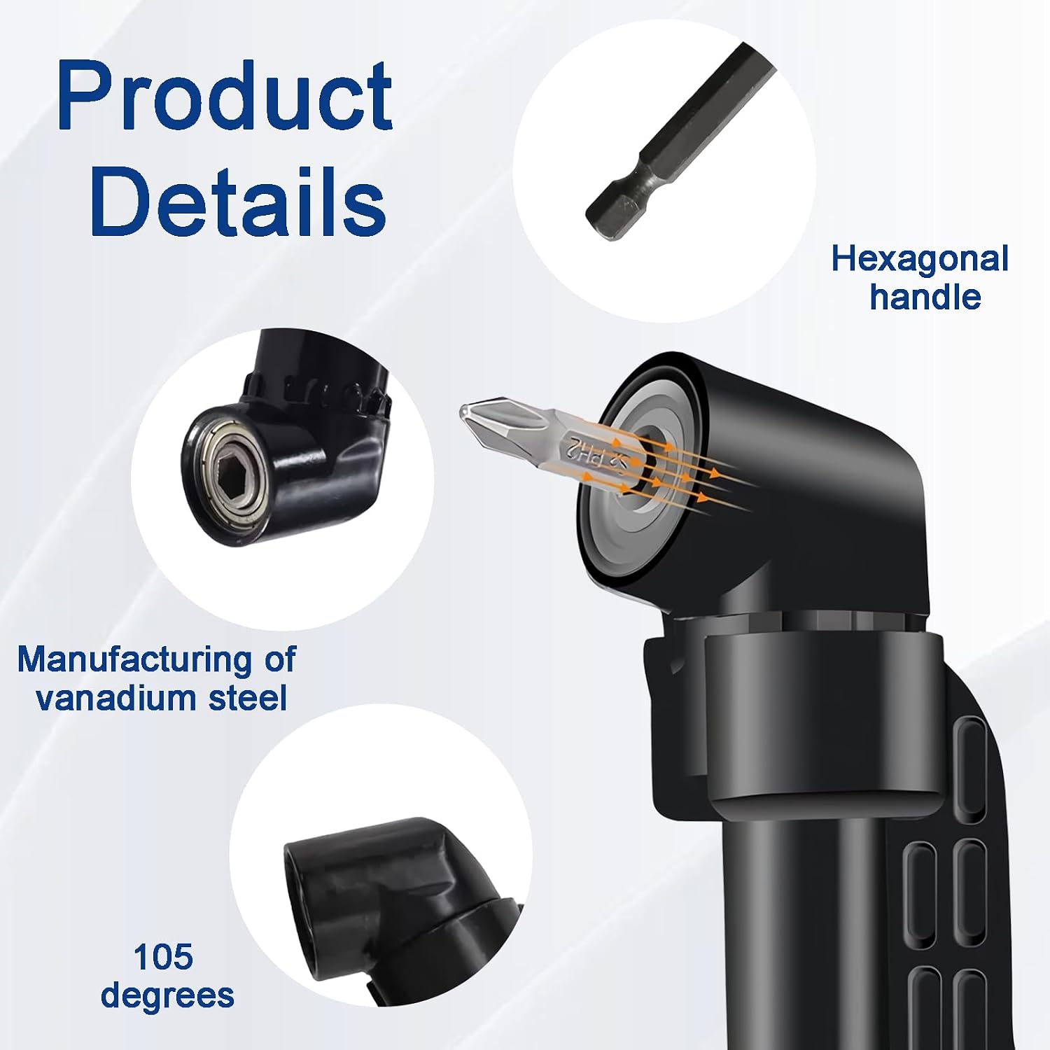Right Angle Drill Attachment, 105 Degree Right Angle Drill Bit Adapter Flexible Drill Bit Extension with Hex Shank Screwdriver Angled Drill Extension Bit Holder and 10Pcs Screwsriver Bits