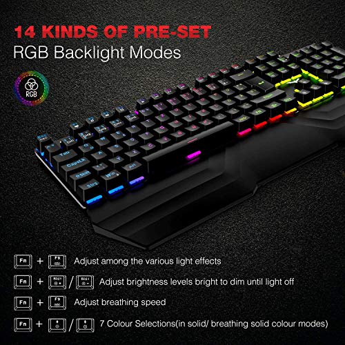 havit Mechanische Tastatur Maus RGB Mauspad Combo Blaue Schalter Kabelgebundene Gaming Tastaturen mit Abnehmbarer Handballenauflage, programmierbarer Maus für PC Computer Desktop - Image 7