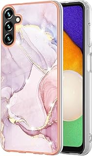 Lnxlanxx Funda Compatible para Samsung Galaxy A35 5G Silicona Bumper Tapa Caso Mármol Moda PC Duro Ultra Delgado Case Cover Carcasa (Rosa)