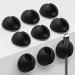 SmiLife Clips câblés, Cord Organizer Clips filaires, Porte-câble pour bureau, Table de chevet, Voiture et Bureau, Blanc 9 PCS