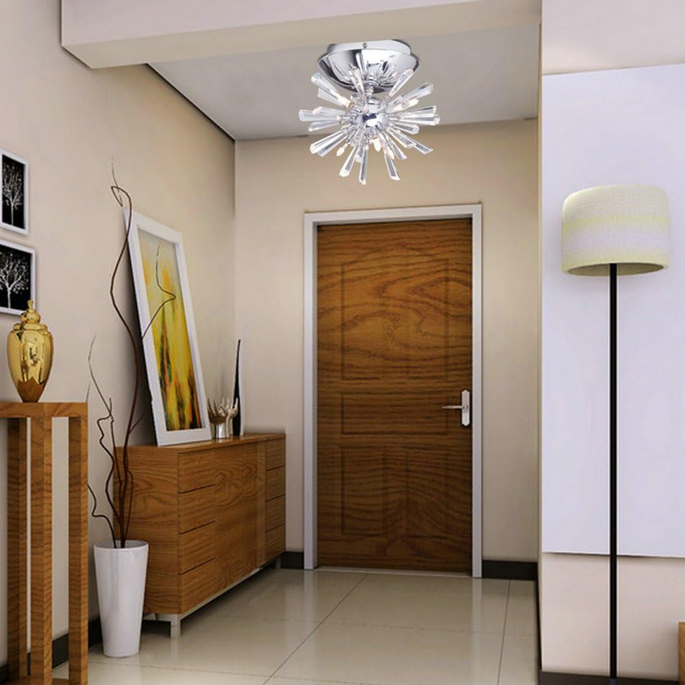 Blасk Frіdау - 60% оƒƒ DINGGU Modern Flush Mounted Crystal LED Ceiling Lamp Chandelier Light Fixtures Included 6 Lights Led Bulbs W8.5 H8