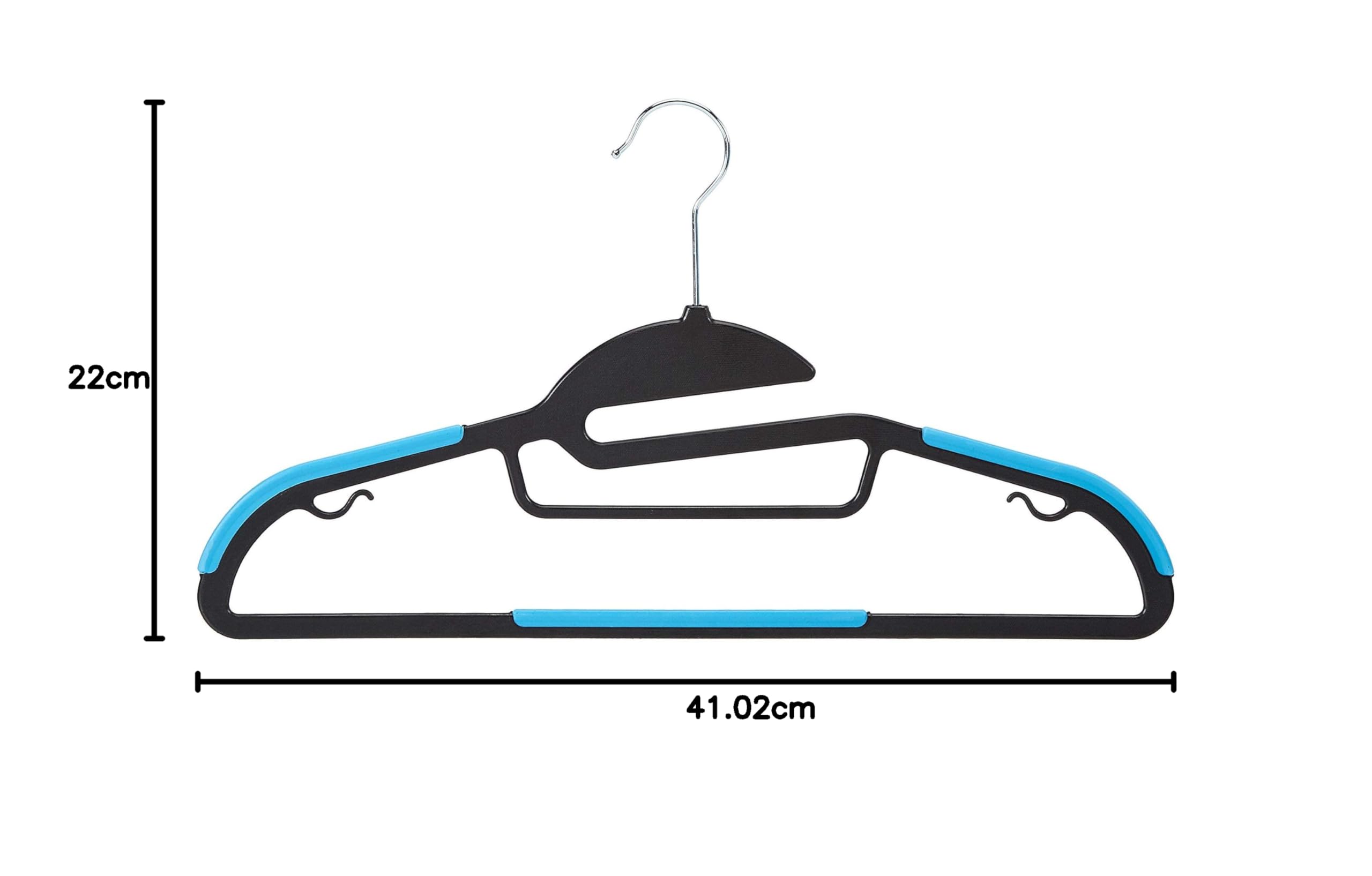 Amazon Basics Kleiderbügel Gummiert, Kunststoff, Blau/Schwarz, 50er-Pack – Ansicht 8