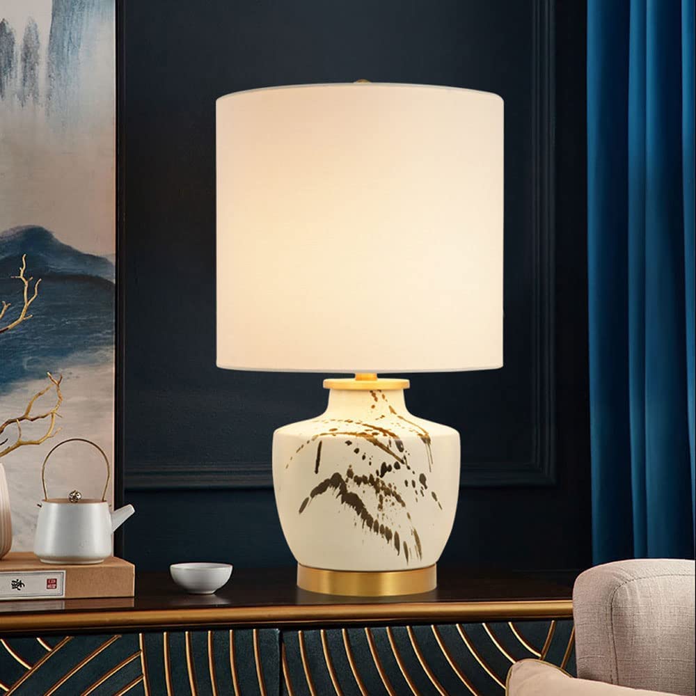 Lampa stołowa Lampy nocne Światło Nocne Chlapanie Ręcznie Kolorowa Ceramiczna Stolik Nocny Z Abażurem Materiałowym Do Sypialni Salonu Dekoracja Biurka (Naciśnij Przycisk