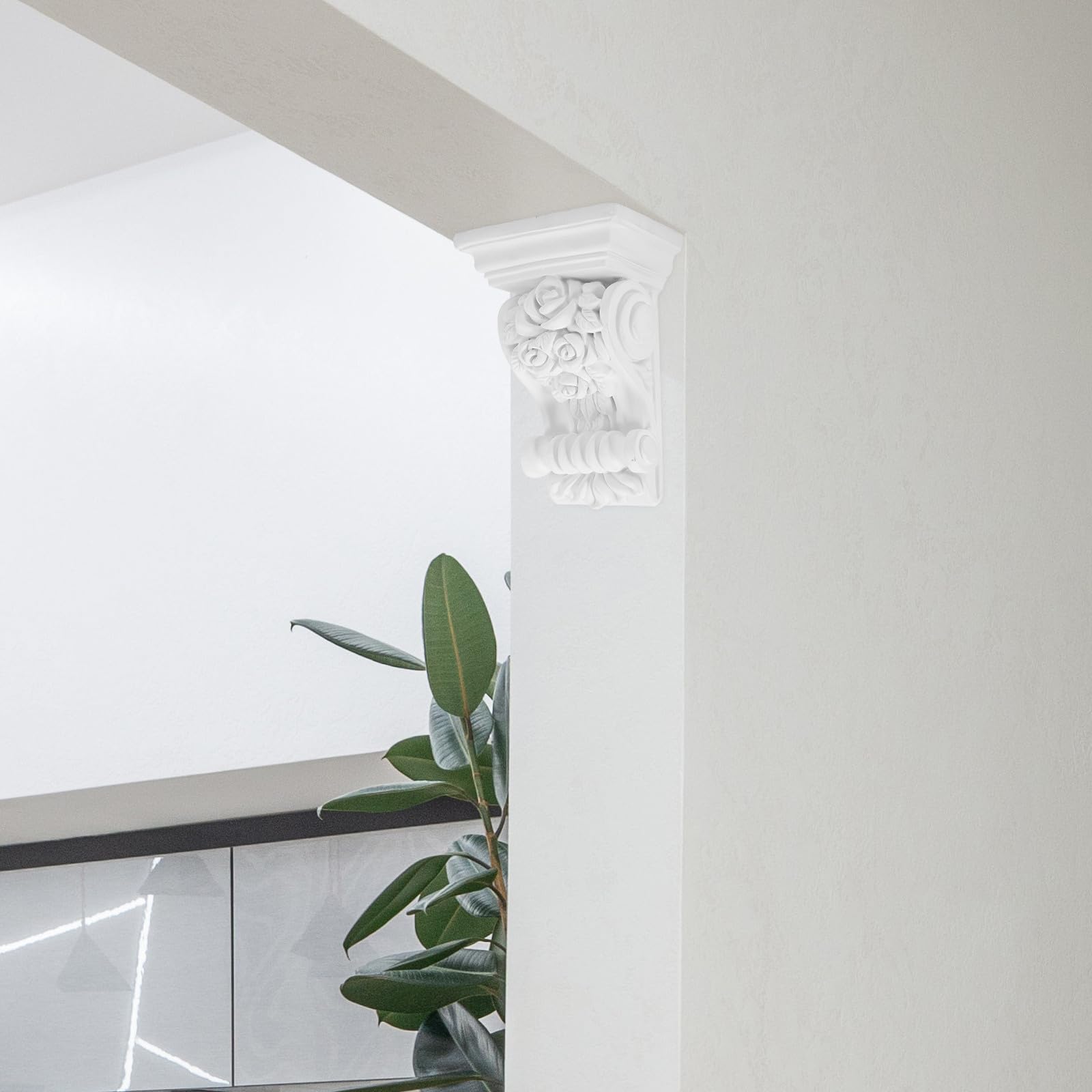 Yardenfun Ménsulas Estilo Europeo Detalles Tallados Delicados de Poliuretano Ligeras y Fáciles de Cortar y Atornillar para Adornos de Interiores y Salón