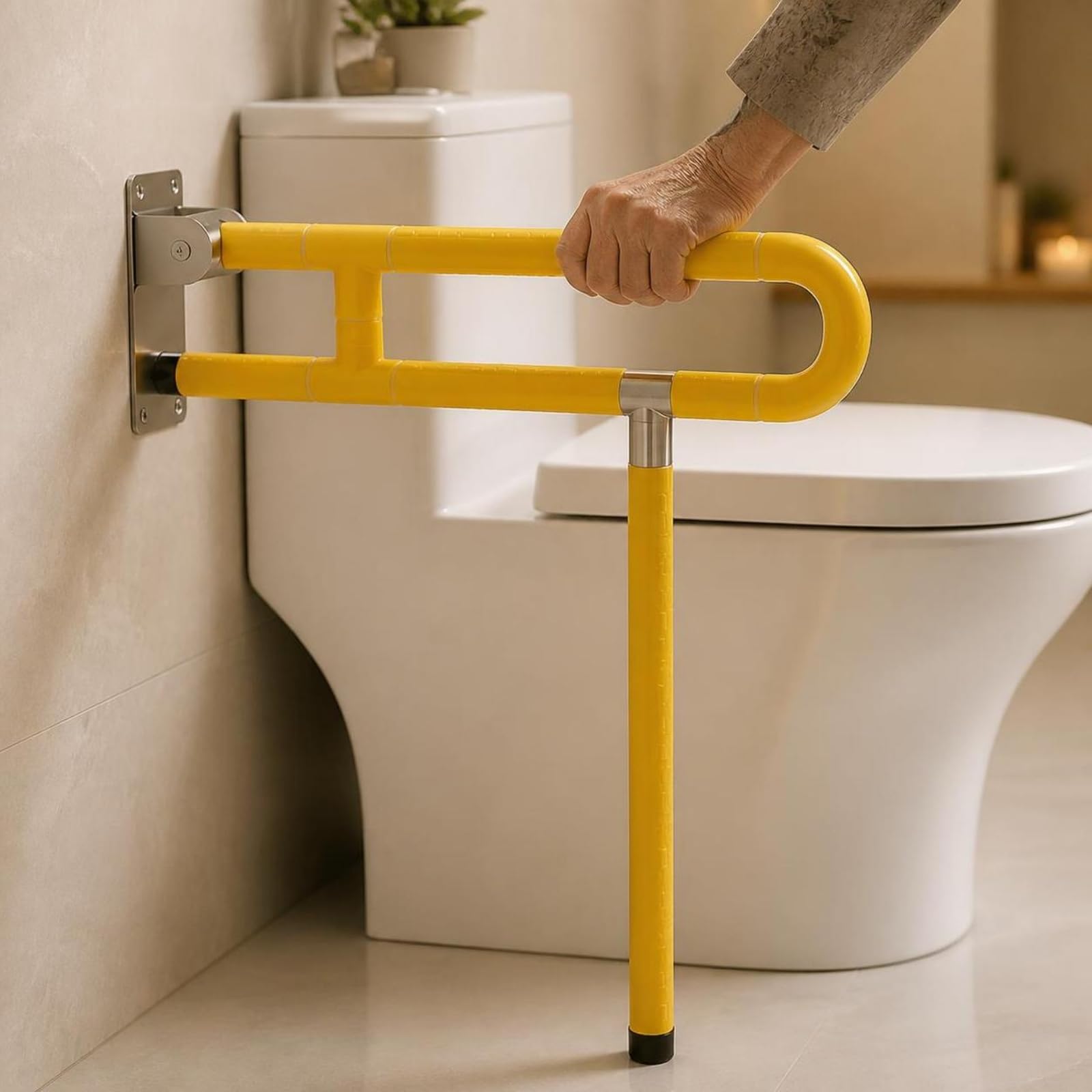 Maniglione Bagno da Parete Corrimano, Giallo, Giallo, Versione Aggiornata Da 75 Cm