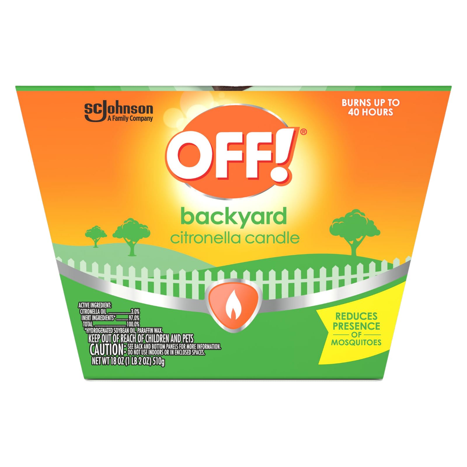 Off! Scented Citronella Candle, 18 oz, 1 CT, Backyard Outdoor Candle, Burn Time up to 40 Hours