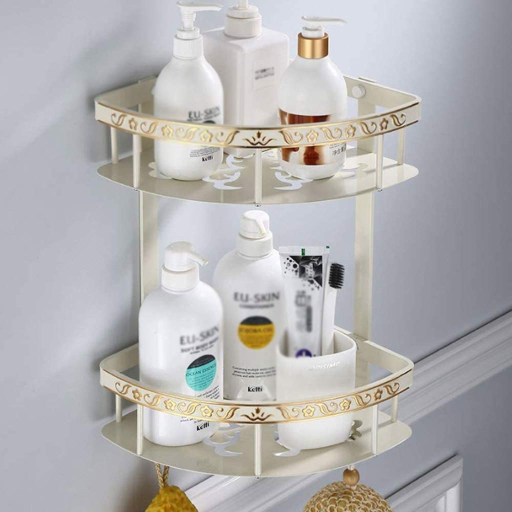 Estantes de baño exquisitos Baño, Estante de baño Colgante de Pared Triángulo Cesta Estante Espacio Aluminio Estante de baño Estante Flotante Ducha Estante de Doble ángulo